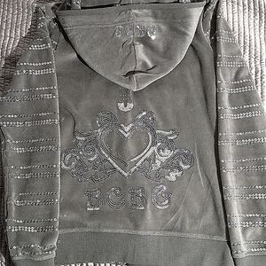 Bling out BCBG MAXAZRIA Gray Velour Jacket